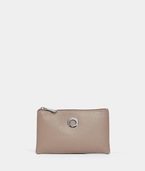 Portamonete con cerniera clutch piccolo pelle Toscana Marrone