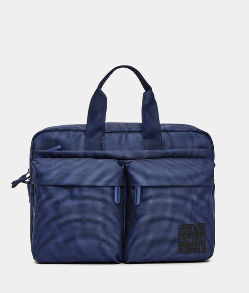 ビジネスバッグ・アタッシュケース SAVE THE DUCK Men Briefcase Blue DZ1741URIPO20 90049 Men's Vegan Leather and Polyester Briefcase with Multiple